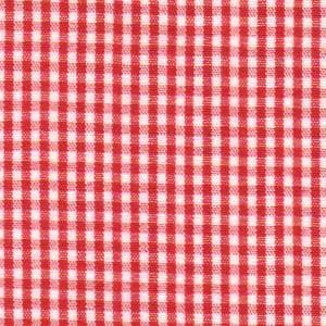 May include: Red and white gingham fabric with a small checkered pattern.