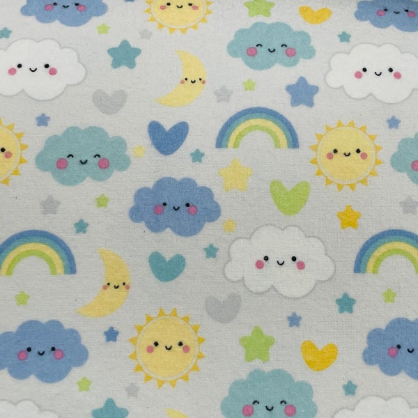Baby Boy Sweet Dreams Sky Designer Flannel Fabric By Riley Blake