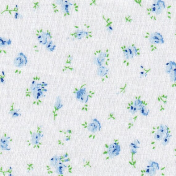 Blue and Green Floral Fabric by Fabric Finders Etsy
