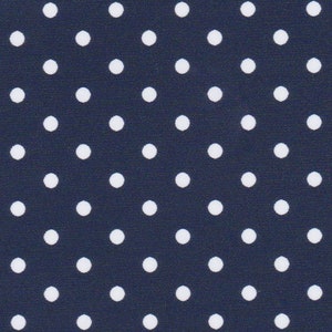 White Dots on Navy Fabric by Fabric Finders