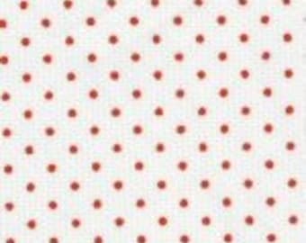 Tiny Red Dots on White Pique Fabric by Fabric Finders