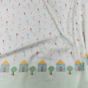 Tissu pour bordure d&#39;école : rouge, jaune, bleu et vert – Impression #2709