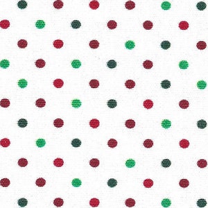 Red and Green Dots on White Fabric by Fabric Finders