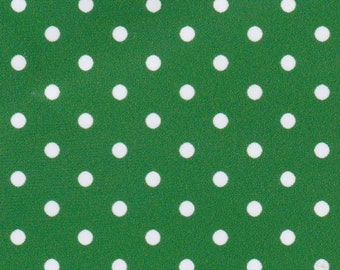 White Dots on Kelly Green Fabric by Fabric Finders