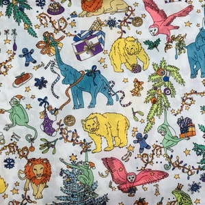 Christmas Liberty of London Animals Tana Lawn White Fabric