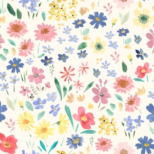 Spring White Ally Floral Fabric by Lewis & Irene