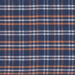 Navy, Orange, and White Plaid Fabric by Fabric Finders