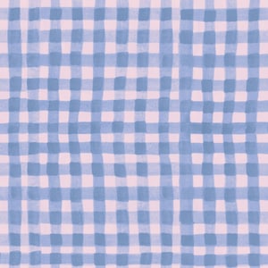 Cornflower Gingham Ally Floral Fabric by Lewis & Irene