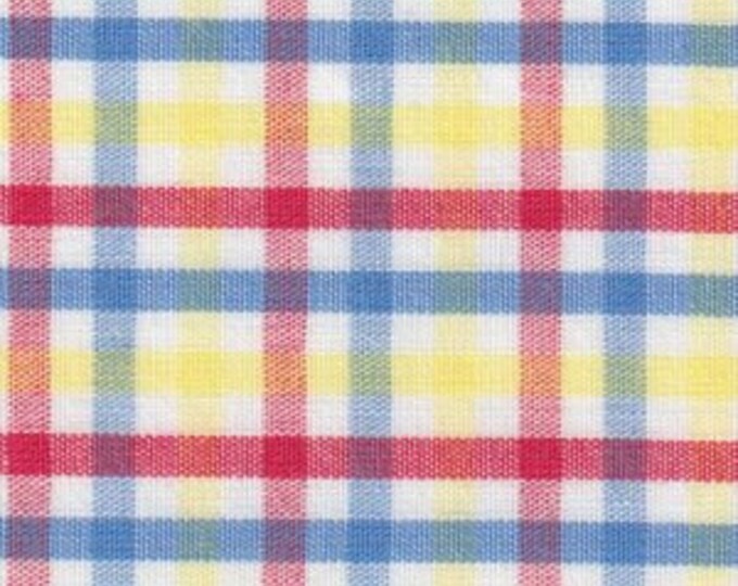 Red, Blue, and Yellow Check Fabric by Fabric Finders Etsy