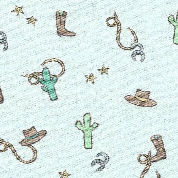 Cowboy Fabric: Green and Brown – Print #2619 by Fabric Finders