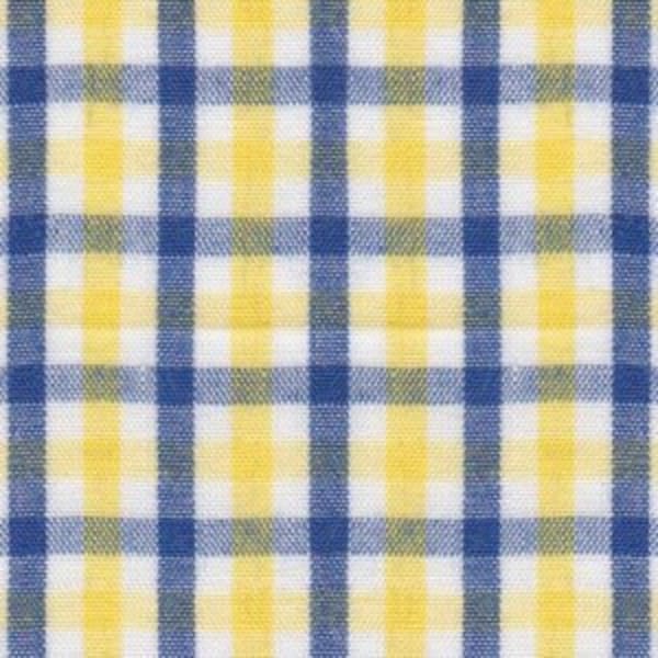 Navy Blue and Yellow Check Fabric by Fabric Finders