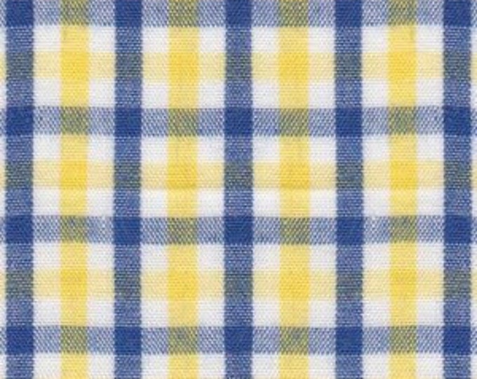 Navy Blue and Yellow Check Fabric by Fabric Finders Etsy