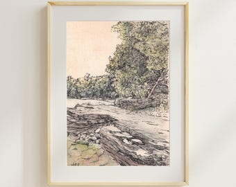 Newport State Park Kunstdruck // Door County Wisconsin Landschaft, Wanddekoration Große Seen Halbinsel, Vintage Aquarell Illustration
