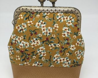 Women's clip purse fabric wallet woman bag handmade coin purse flowers spring flowers floral