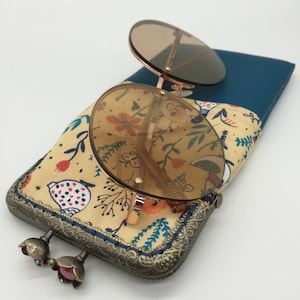 Glasses case with floral pattern fabric case with snap closure