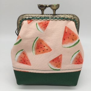 WoleaHandmade clip wallet fabric purse bag coin purse watermelon summer