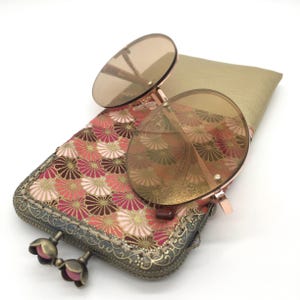 Japanese style retro look fabric eyeglass case with snap closure