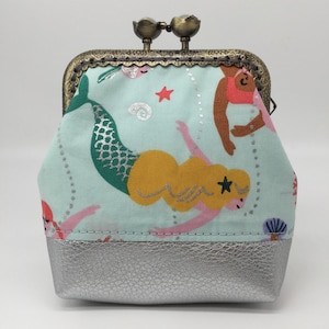 Monedero con clip monedero de tela monedero para niñas monedero monedero sirena sirena pescadora