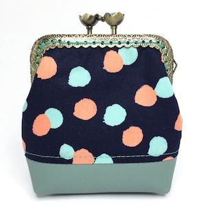 Cartera de tela con clip para mujer, monedero tipo sobre con lunares