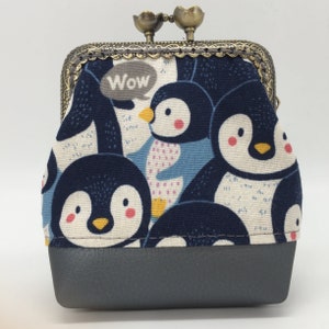 Penguins clip purse fabric purse woman purse winter purse pouch coin purse