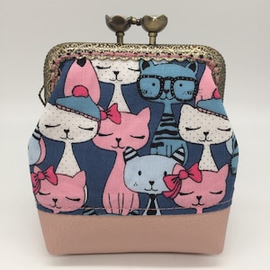Wallet lady woman clip purse fabric bag coin purse cat tomcat