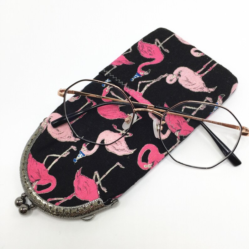 WoleaHandmade Phone Case Fabric Flamingo Phone Case Eyeglasses Case Sunglassesnetui Clip Case Pen Case iPhone 6.7,8 Huawei Samsung