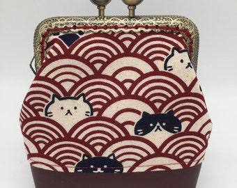 Lady's wallet, woman's clip purse, fabric bag, coin purse, cat tomcat
