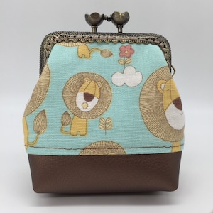 Bolsa feminina clipe bolsa tecido carteira bolsa moeda bonito animal leão elefante