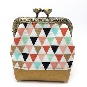 Lady Clip Wallet Cartera de tela Cartera mujer Triángulos Bolsa de bolso Bolsa de monedas