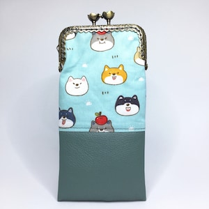 Estuche suave para gafas, funda para teléfono móvil para mujer, funda de tela para perro, bolsillo para teléfono móvil, bolsillo con clip Schiba Inu