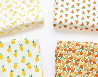 Super cute tropical fruit print pattern cotton fabric/ Pinapple Fabric/ banana fabric/watermelon fabric/fat quarter/ half meter