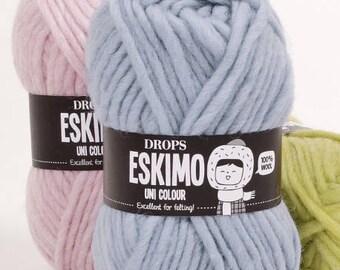 Garnstudio DROPS Eskimo Super Bulky yarn(14ply) 50g, 100% wool, feltable knitting yarn