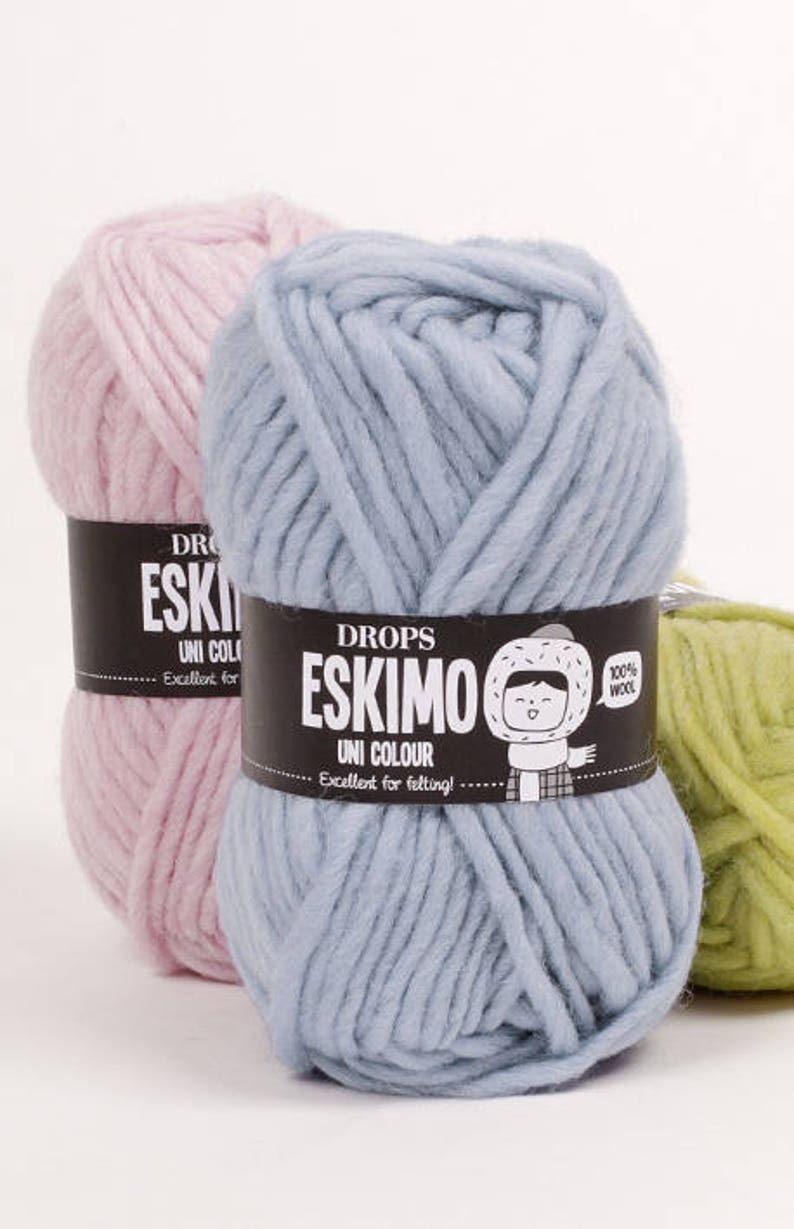Garnstudio DROPS Eskimo Super Bulky yarn14ply 50g, 100% wool, feltable knitting yarn image 1
