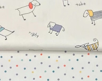 160cm width Dog fabric, Spot fabric 100% cotton fabric, Sold per sample, fat quarter, long quarter,  half metre, metre