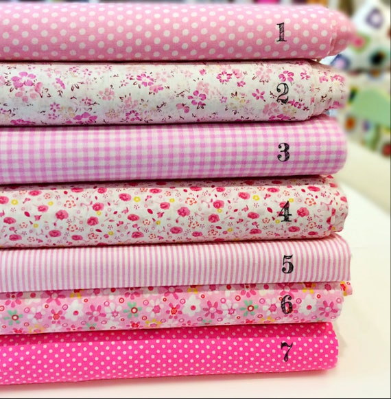 Pink Floral Stripe Shabby Chic 100/% Cotton Poplin Fabric by the Half Metre