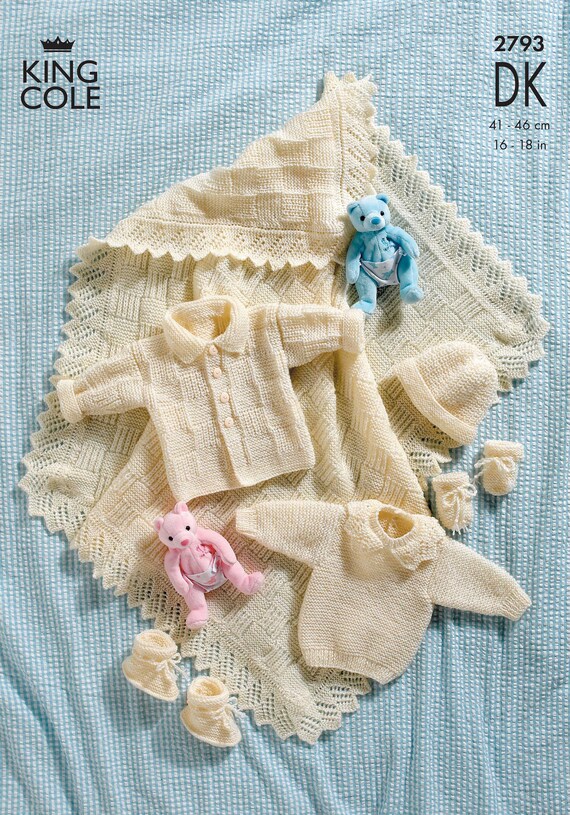 Baby Double Knitting DK Pattern King Cole Striped Jacket Sweater Bodywarmer 3013
