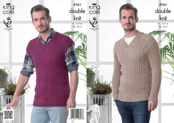 King Cole Men's Cotton sweaters Knitting Pattern 6037 - Double Knit King Cole Men's Cotton sweaters Knitting Pattern 6037 - Double Knit