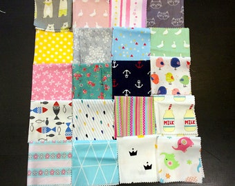 Fabric squares pack of 10 random mix, patchwork, quilting, craft,  100% cotton 20cm x 20cm