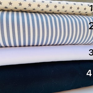 160cm width,Grey/ Black/white fabric,100% Cotton, Premium range, available in 4 designs, star, stripe, plain, per fat quarter, half meter