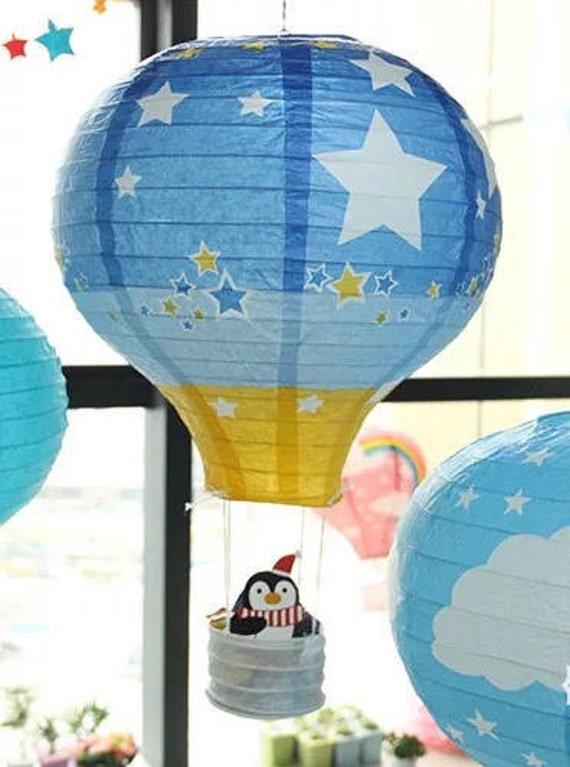 Hot Air Balloon Hanging Paper Lantern Decorations In 3 Etsy