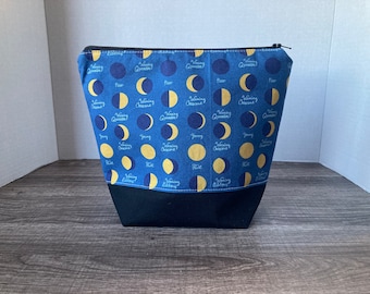 Sock Sized Bag, Knitting Bag, knitting project bag, project bag, Project bag for knitting, moon cycle