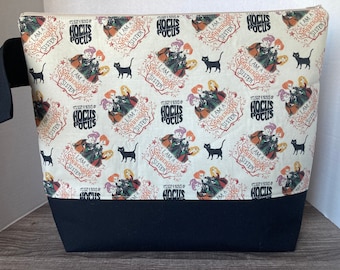XL Project Bag, Knitting Bag, Wedge Bag, Zipper Bag, Project Bag for Knitting, Sweater Size, Halloween, Hocus Pocus, witches