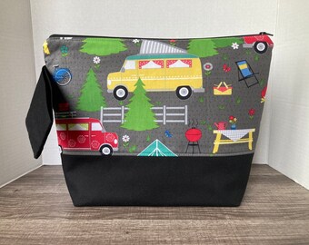 Large Sized bag, knitting bag, knitting project bag, project bag, project bag for knitting, zippered bag, camping, campers