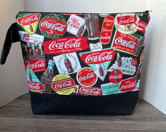 XL Project Bag, project bag, project bag for knitting, knitting bag, zippered bag, sweater bag, Coca Cola