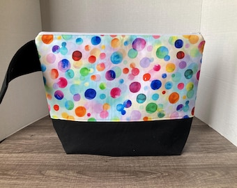 Large Sized bag, knitting bag, knitting project bag, project bag, project bag for knitting, zippered bag, rainbow