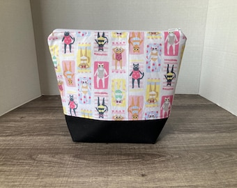 Sock Sized Bag, Knitting Bag, knitting project bag, project bag, Project bag for knitting, beach, cats