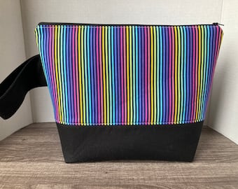 Large Sized bag, knitting project bag, project bag, project bag for knitting, zippered bag, Rainbow, stripes