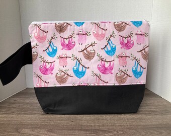 Large Sized bag, knitting bag, knitting project bag, project bag, project bag for knitting, zippered bag, sloths