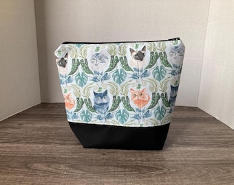 Sock Sized Bag, Knitting Bag, knitting project bag, project bag, Project bag for knitting, cats, plants