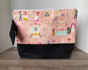 Large Sized bag, knitting bag, knitting project bag, project bag, project bag for knitting, zippered bag, Beauty and the Beast
